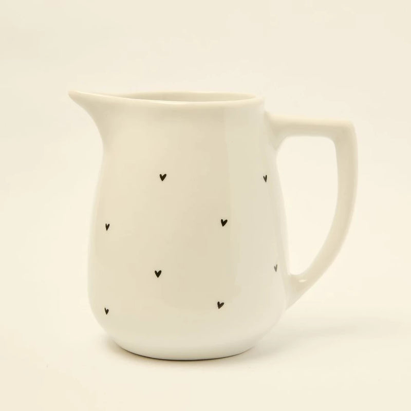 Jarra de Porcelana Leiteira Mini Corações